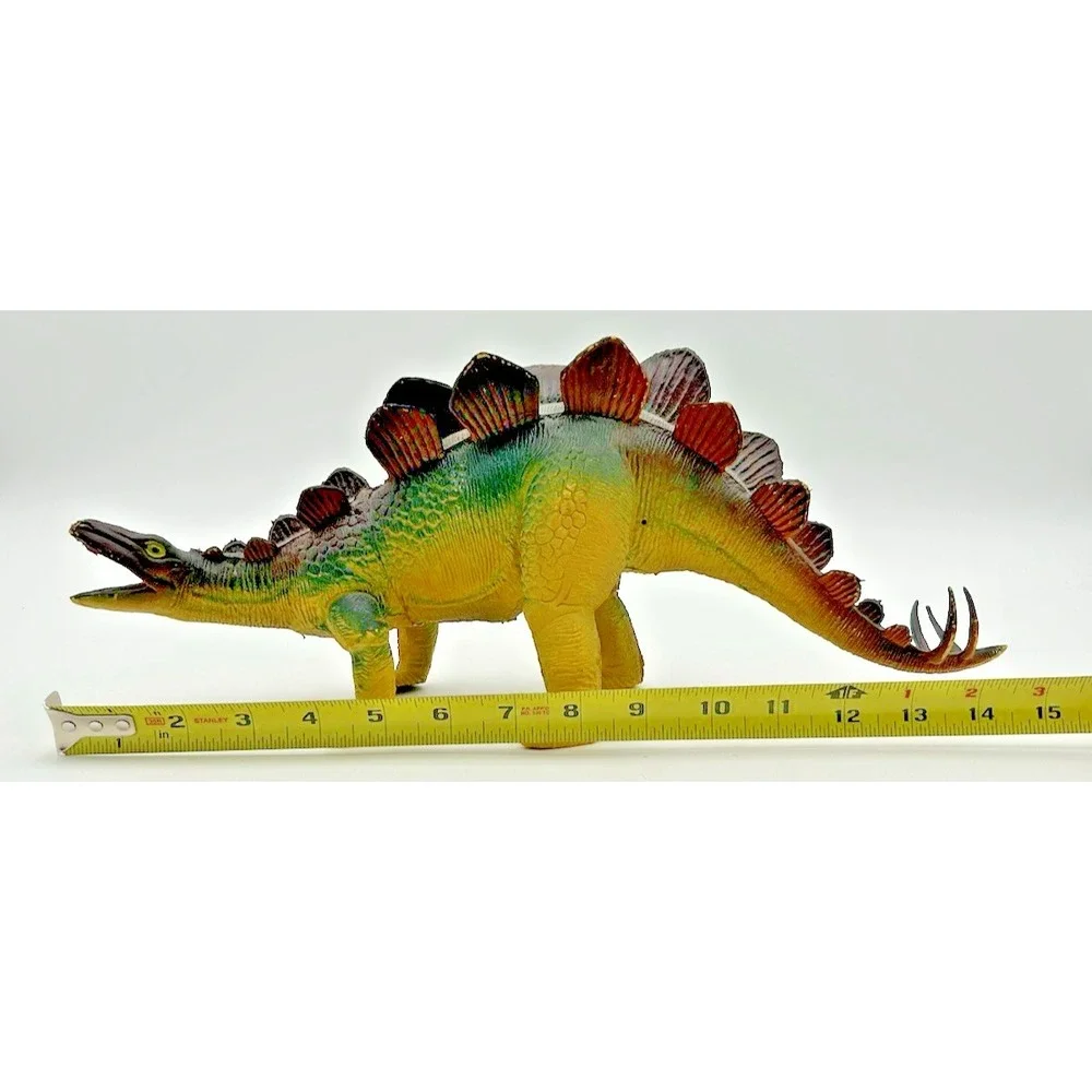 Vintage Stegosaurus Dinosaur 15'' Green/Orange Dor Mei‎ 1986 Toy Prehistoric